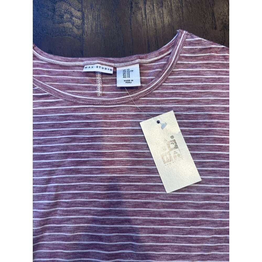 NWT max‎ studios Mauve striped blouse xs women -b11